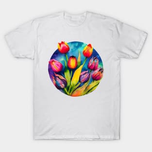 Beautiful Tulips of Vibrant Colors T-Shirt